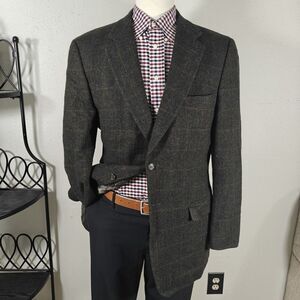 Boat House Row Men's‎ Tweed Sport Coat Blazer Two Button Lambs Wool Size 44L
